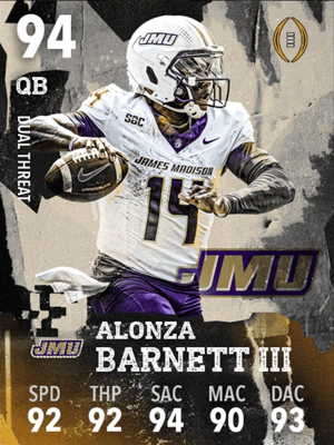 94 OVR CFP Alonza Barnett III Revealed Player Item - CUT 26 - CFB.FAN